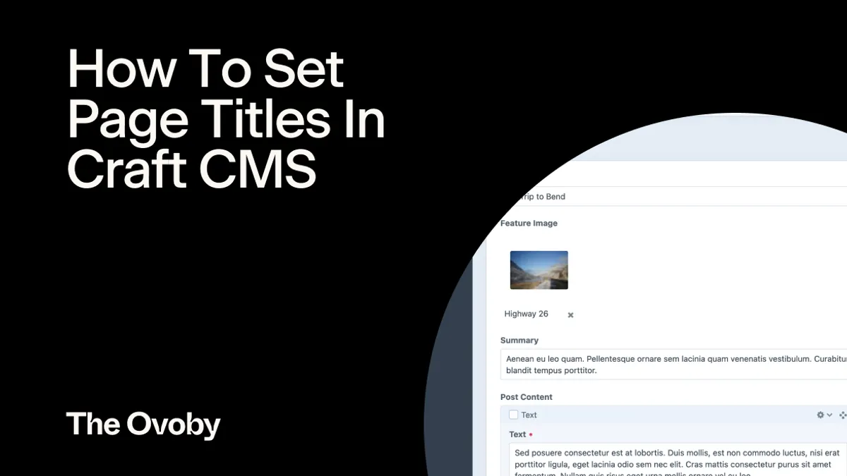 How To Set Page Titles In Craft CMS
